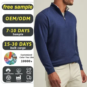 Custom Logo Autumn Long Sleeve T shirt Outdoor Active Athletic Top Gym Clothing Moisture Wicking Breathable 1 4 Zip Pullover