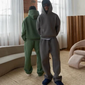 Custom Logo Blank Oversized High Street Casual Autumn Boxy Hooded Fit Hoodie and Sweatpants Men’s Sweatsuit