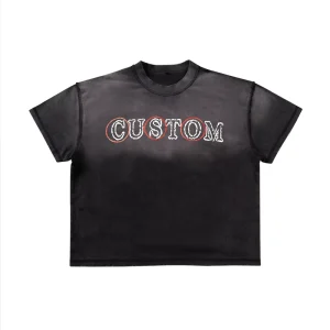 Custom Logo Boxy Fit Men’s T Shirt Cotton 280gsm Ribneck Acid Wash Tee Drop Shoulder Oversized Streetwear T Shirt for Men