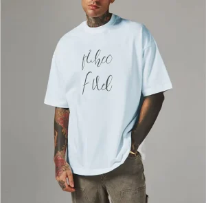 Custom Logo Boxy Fit Men’s Tshirt Heavyweight Cotton 280gsm Rib Crew Neck Drop Shoulder Oversized Streetwear T-Shirts for Men