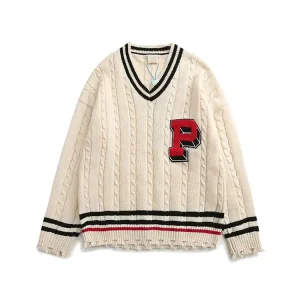 Custom Logo Cable Knit Pullover Sweater Men Wear Clothing Crew Neck Long Sleeve Cotton Knitted Men’s Sweaters