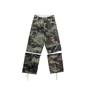 Custom Logo Camouflage Convertible Cargo Pants Men’s Casual 2 in 1 Detachable Vintage Style Cotton Pants Men