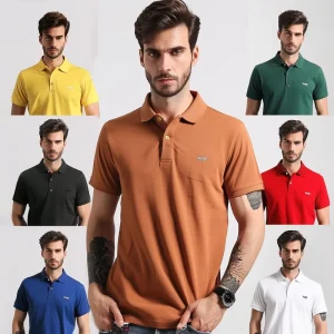 Custom Logo Casual Anti shrink Polo Shirts For Men Slim Fit Cotton T Shirt Heavyweight T shirt