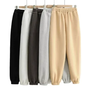 Custom Logo Casual Men’s Sports Pants High Waist Breathable Straight Woolen Anti Pilling Anti Wrinkle Drawstring