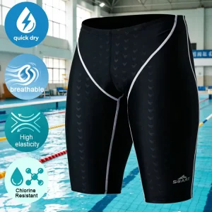 Custom Logo Chlorine Resistant Competitive Swimwear Quick Dry High Stretch Knee Length Men’s Swimming Jammers