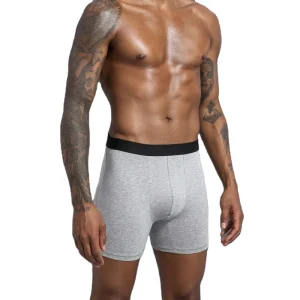 Custom Logo Classic Stylish Comfortable Mens Underwear Men Solid Color Long Boxers 95% Cotton Men’s Shorts Panties