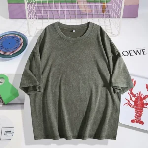 Custom Logo DTG DTF Men Heavyweight Cotton Blank Oversized Tshirt 100% Cotton Vintage Acid Washed T Shirt for Men’s T-shirt