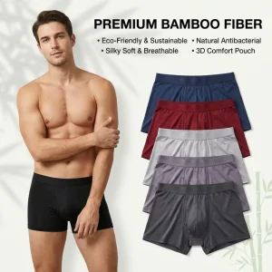 Custom Logo Design Bamboo Fiber Men’s Anti bacterial Knitted Boxer Briefs for Man Waist Logo Customizable ODM OEM Design