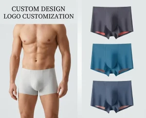 Custom Logo Design Bamboo Fiber Men’s Seamless Breathable Quick Dry Boxer Briefs, Digital Printing, OEM ODM Customizable