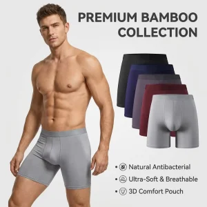 Custom Logo Design Bamboo Fiber Men’s Seamless Underwear Boxer Briefs for Man OEM ODM Customizable Brand Boxer Shorts