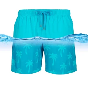 Custom Logo Design Men’s Beach Shorts Magic Encounter Water Reactive Color Changing Swimwear Swim Trunks