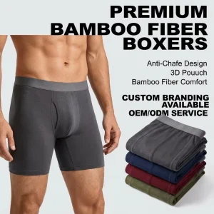 Custom Logo Design Men’s Underwear Bamboo Fiber Waist Briefs&Boxer Underpants for Man Boxer Shorts Fly Opening ODM OEM Design