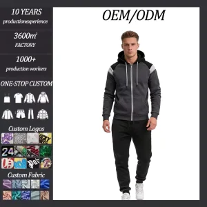 Custom Logo Embroidered Print Casual Zip Up Streetwear Breathable Color Block Sportswear Suits Autumn