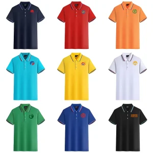 Custom Logo Embroidered Pure Cotton Polo Shirt Lapel Short Sleeved Work Clothes Custom Cultural Garment Long Custom Printing