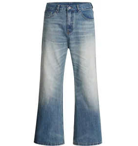 Custom Logo Flared Streetwear Pants Bootcut Trousers Light Blue Monkey Wash Hip Hop Vintage Men’s Jeans