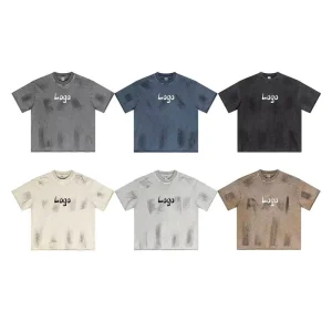 Custom Logo Graphic Print Design Screen Printing Oversized Men’s T-Shirt Summer Streetwear Short Sleeve Washed 310G Cotton Tee