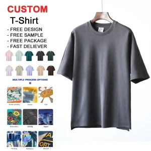 Custom Logo Heavyweight 100% Cotton Loose Oversized Men’s T-shirt Puff Solid Color Anti-Pilling Breathable Fabric T-shirt