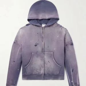 Custom Logo Heavyweight Distressed French Terry 400gsm Sun Faded Washed Blank Vintage Oversized Zip up Hoodie