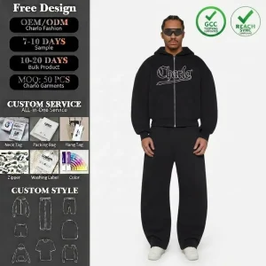Custom Logo Heavyweight Men’s Plus Size Casual Autumn Solid Tracksuit Oversized Hoodie Sweatpants Set Two Piece Jogger