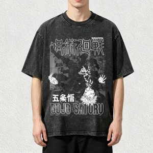 Custom Logo High Quality 260gsm Heavyweight Acid Wash T-shirt DTG Print Streetwear Men’s Anime Graphic Printed Tees Blank Tshirt