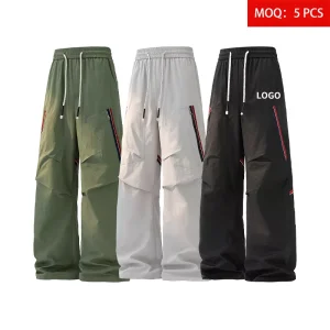 Custom Logo M 8XL Plus Size Men’s Lightweight Mid Spring Summer Waterproof Loose Cargo Pants Drawstring Elastic Casual