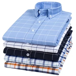 Custom Logo Men Long Sleeve Casual Business Cotton Shirts Formal Office Dress Plaid Shirt for Men