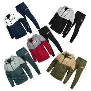 Custom Logo Men Track Suits Outdoor Sport Men’s Sportswear 2 Piece Hoodie Set Track Suit for Winter Spring
