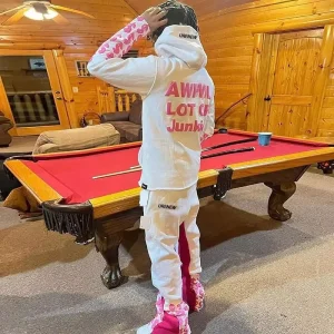 Custom Logo Men’s 3D Flare Stacked Pant Hooded Pullover Hoodie Tracksuit 100% Cotton Eco Friendly Breathable