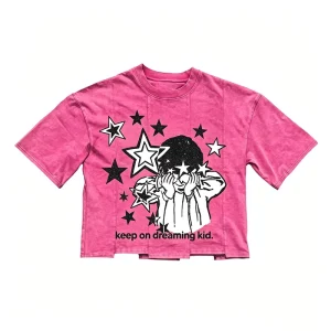 Custom Logo Men’s Acid Wash Screen Printing T-Shirts Oversized Fashion Boxy Cropped Vintage Cotton Heavyweight Plus Size Knitted