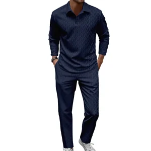 Custom Logo Men’s Autumn Winter Long Sleeve 100% Bamboo Fiber Pants Suit Rhinestone for Daily Casual Outings Sports Lapel