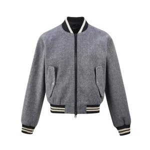 Custom Logo Men’s Casual Fashion Lapel Outwear Varsity Zip Street Winter Color Block Coats
