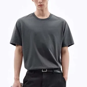 Custom Logo Men’s Comfortable Waffle Solid Color Short Sleeve Top