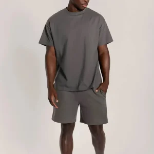 Custom Logo Men’s Cotton Tracksuit 2 Piece Set Casual Summer Short Sleeve T Shirt and Shorts Outfit Activewear Loungewear Set
