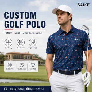Custom Logo Men’s Golf Polo Shirts Funny Pattern Polyester Spandex Quick Dry Stiff Collar Golf Shirts OEM Design