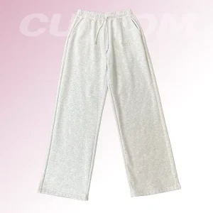Custom Logo Men’s Heavyweight Cotton Fleece Lined Sweatpants Wide Leg Baggy Jogger Pants Washed Vintage Effect