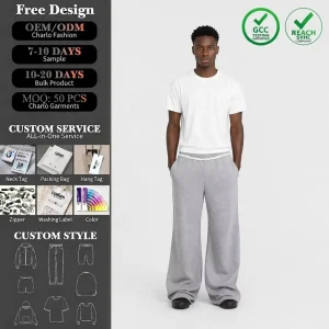 Custom Logo Men’s Heavyweight Wide Leg Sweatpants Oversized Baggy Joggers Streetwear Pants