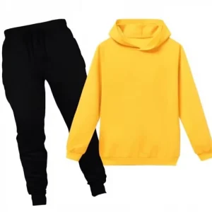 Custom Logo Men’s Hooded Tracksuit Set Blank Cotton Jogger Sweatsuit Elastic Waist Cuffed Joggers Two Piece Activewear Set