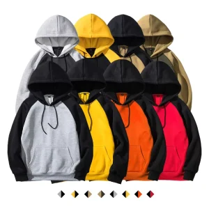 Custom Logo Men’s Oversized Pullover Sweatshirt with Fleece Inside Streetwear Splicing Hoodie Anti Shrink Feature Factory Direct