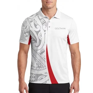 Custom Logo Men’s Performance Golf Polo Shirt Quick Dry Printed Sublimation Tribal Pattern Athletic Polo T Shirt for Men