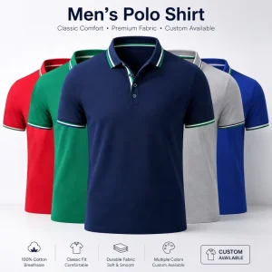 Custom Logo Men’s Polo Shirt 100% Cotton 220gsm Premium Pique Embroidery Business Casual Short Sleeve Golf Polo