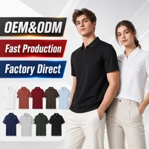 Custom Logo Men’s Quarter Zip Golf Polo Shirts High Quality Classic Business Casual Manufacturer Factory Direct