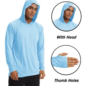 Custom Logo Men’s Quickly Drying Sports Fishing Hoodie UPF50+ Hoodies With Thumb Hole Pullover Shirt for Running Fitness