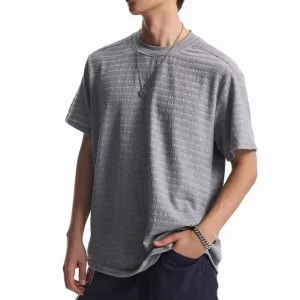 Custom Logo Men’s Round Neck Textured Casual Clean Fit short Sleeve Top