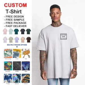 Custom Logo Men’s Sporty Solid Embroidered Oversized 100% Cotton Blank Breathable Simple T-Shirts with Custom Printed Options