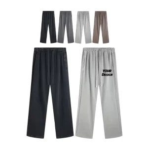 Custom Logo Men’s Straight Pants Streetwear Heavyweight Old Retro Washed Pants With Drawstring Loose Fit Sweatpants
