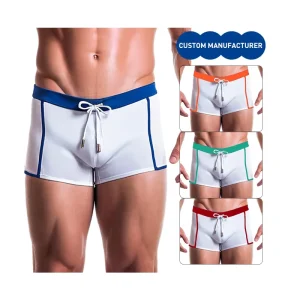 Custom Logo Men’s Summer Beach Surfing Shorts Swimwear Breathable Quick Dry Boxers Swim Trunks With Drawstring