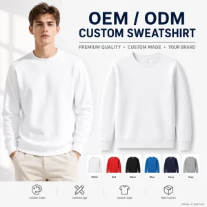 Custom Logo Men’s Sweatshirt White Crewneck Pullover Cotton Sweatshirts For Everyday Wear OEM