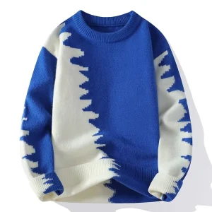 Custom Logo Men’s Winter Pullover Sweater Anti-Wrinkle & Quick Dry Nylon/Acrylic Dot Pattern Crew Neck
