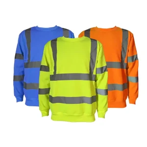 Custom Logo Men’s Winter Work Safety Sweatshirt Long Sleeve Rocker Fleece with Hi Vis Colorful Reflective Workwear Shirts