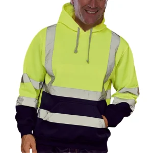 Custom Logo Multiple Pockets Road Hi Vis Mens Reflective Winter Safety Work Hoodie